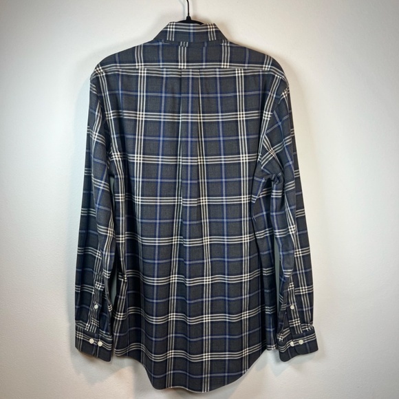 Brooks Brothers Mens Regent Button Up Shirt Gray Blue Plaid Casual Preppy Medium - Picture 2 of 11